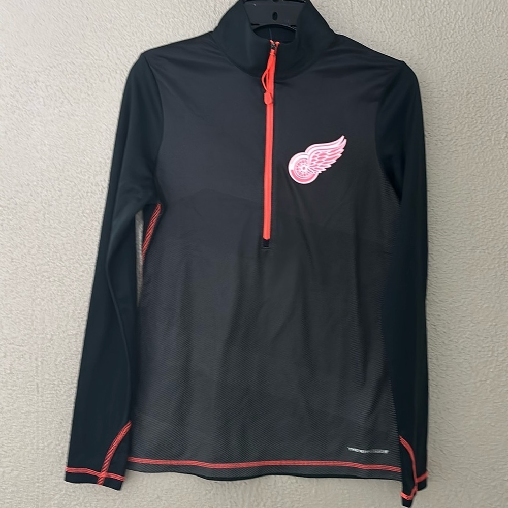 NHL Detroit Michigan Red Wings Majestic 1/3 Zip Pullover Womens Small Hockey